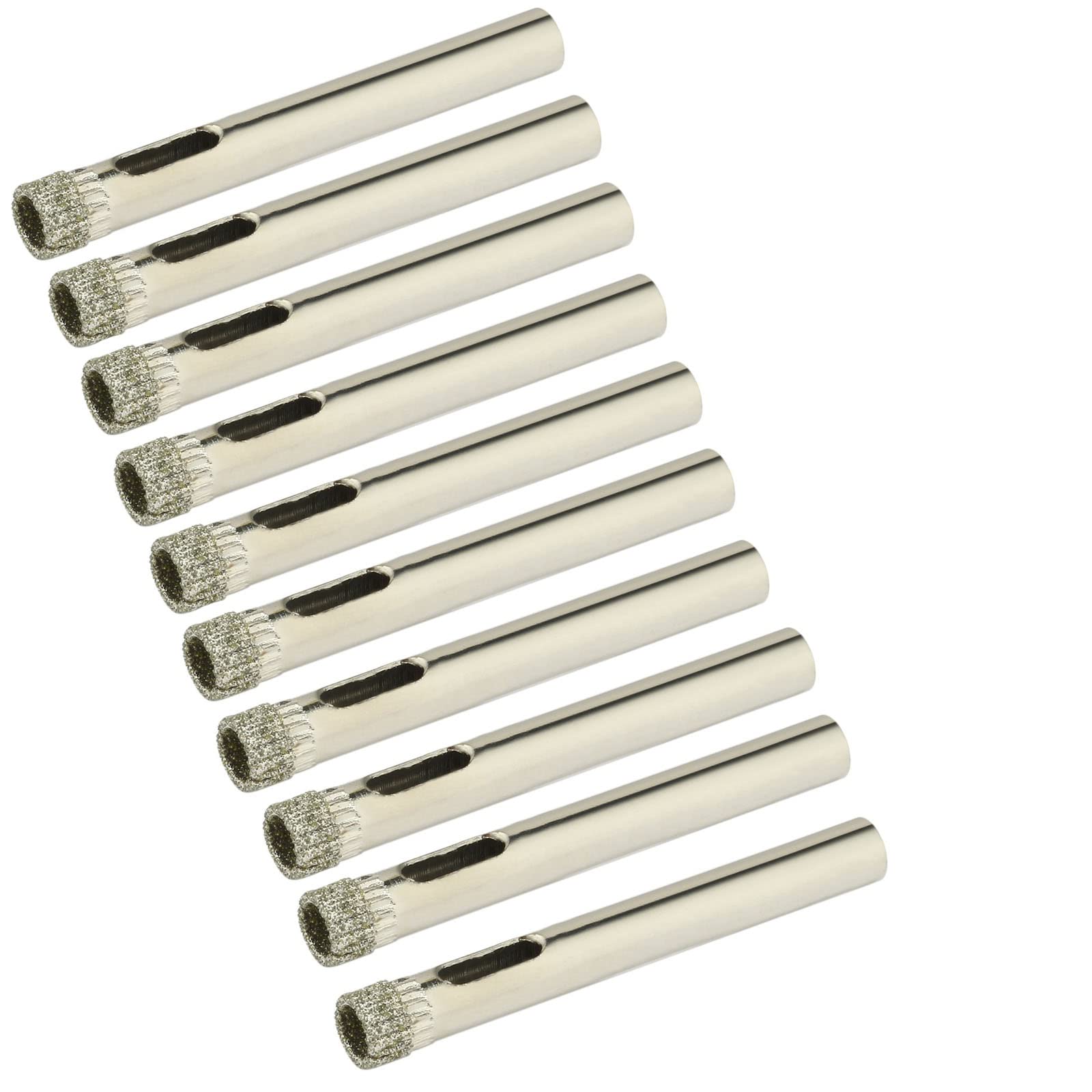 TA-VIGOR 10Pcs 7mm Diamond Drill Bit Hole Saw, Hollow Core Drill Bit Hole Saw, Diamond Coated Carving Drilling Bits for Glass Ceramics Porcelain Tile Stone Granite Marble