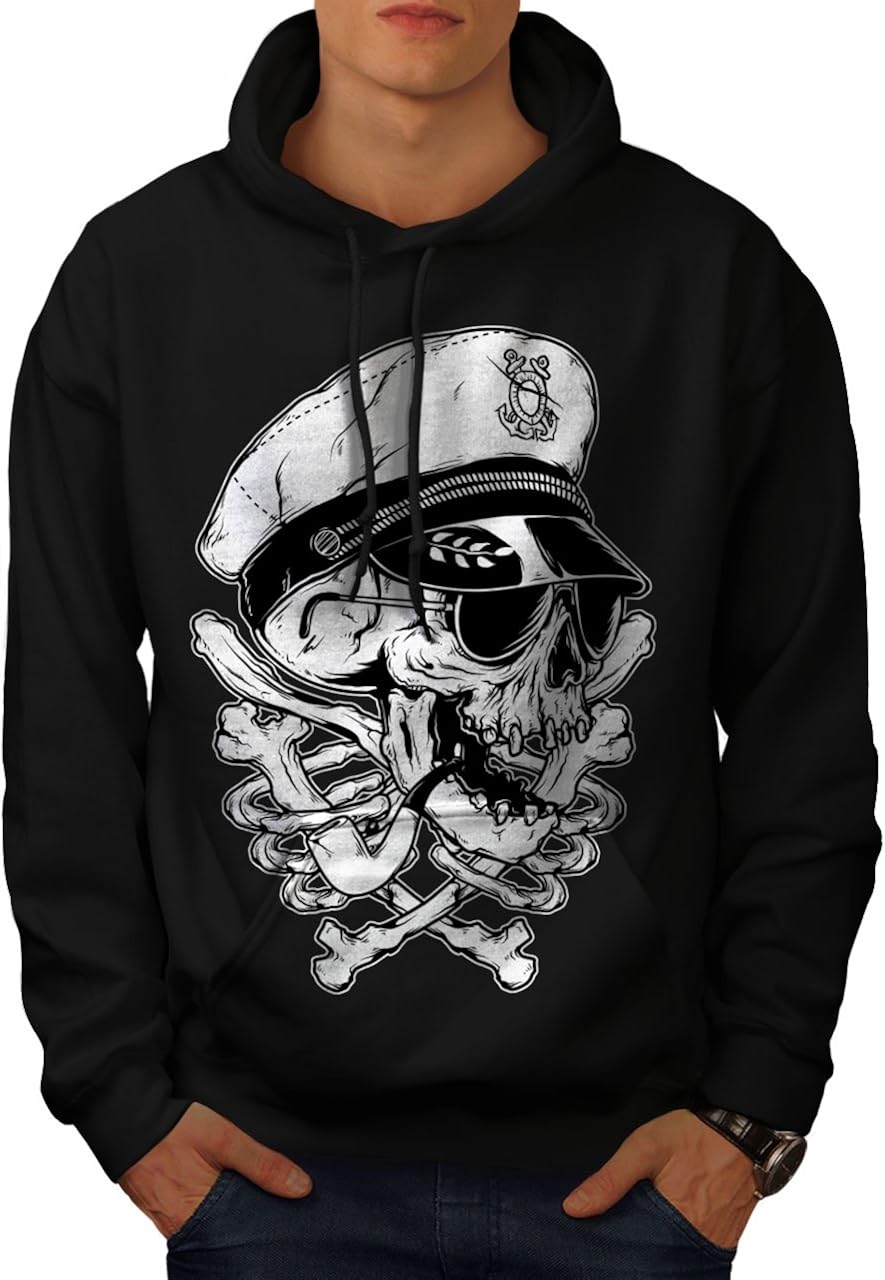 wellcoda Pirate Swag Head Skull Mens Hoodie, Skull Hooded