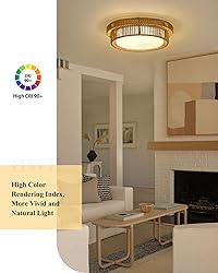 LED Rattan Ceiling Light, HWH Boho Light Fixtures