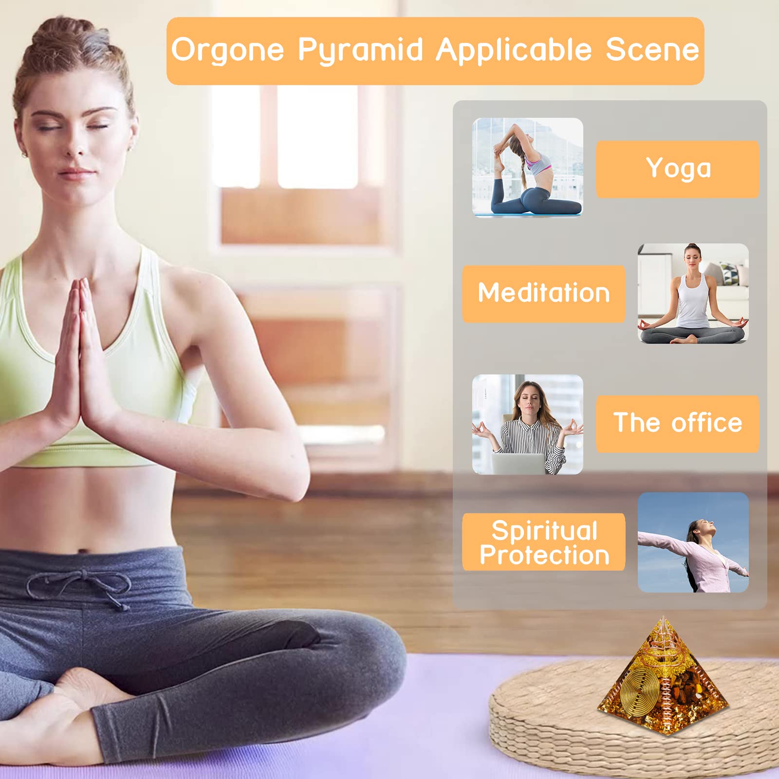 Mua Orgone Pyramid, Small Healing Crystals Pyramid with Tiger's Eye ...
