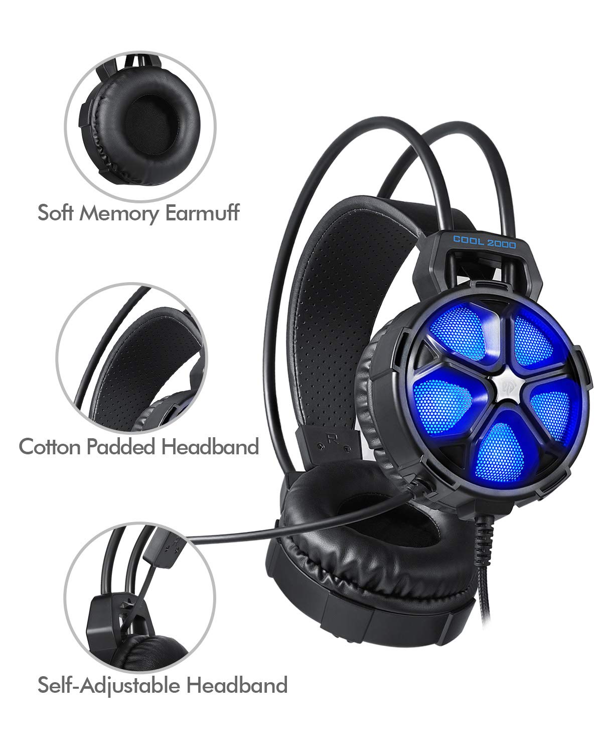 [2017 New Released New Xbox One PS4 PC Gaming Headset] EasySMX V350 3.5mm Wired Gaming Headset with Suspension Headband Noise Isolating Over Ear Headphone with Microphone for New Xbox One PS4 Mac etc.