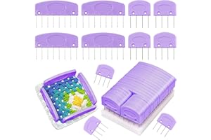 ANOLEAIR 25 Pcs Crochet Blocking Pins Kits, Purple Knit Blocking Combs Knit Blocking Combs for Blocking Knitting, Crochet, Lace or Needlework Projects, Knitting Blockers Pins for Blocking Mats