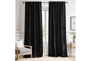 NICETOWN Halloween Black Blackout Living Room Curtains 84 inches Long, Black Out Curtain Panels for Bedroom - (Black Color) W52 x L84, 1 Pair, Thermal Insulated Blackout Draperies Window Treatment