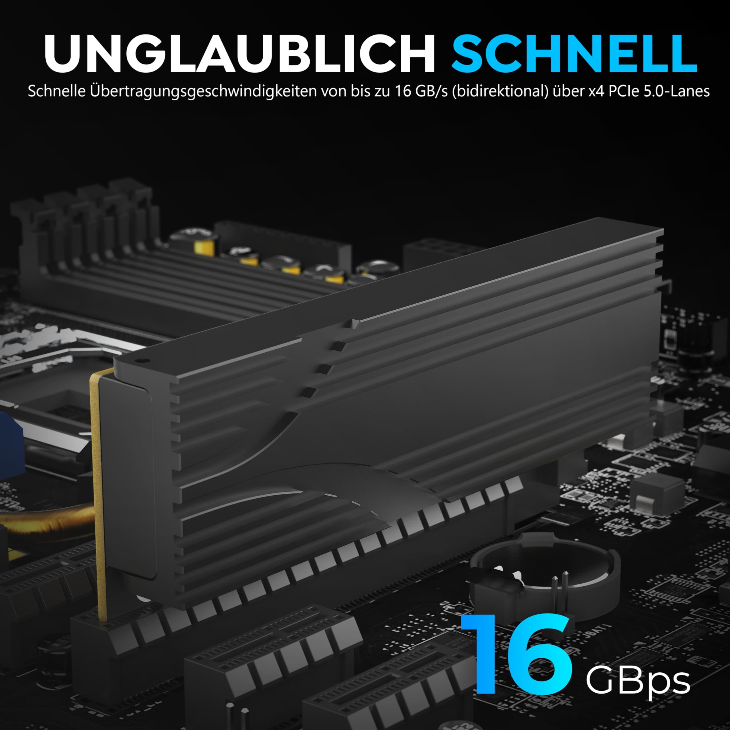SABRENT M.2 NVMe zu PCIe x16 Adapter für Gen5 SSDs PCIe 5.0, Werkzeuglose Zusatzkarte mit Aluminium-Kühlkörper (EC-TFPE) 6