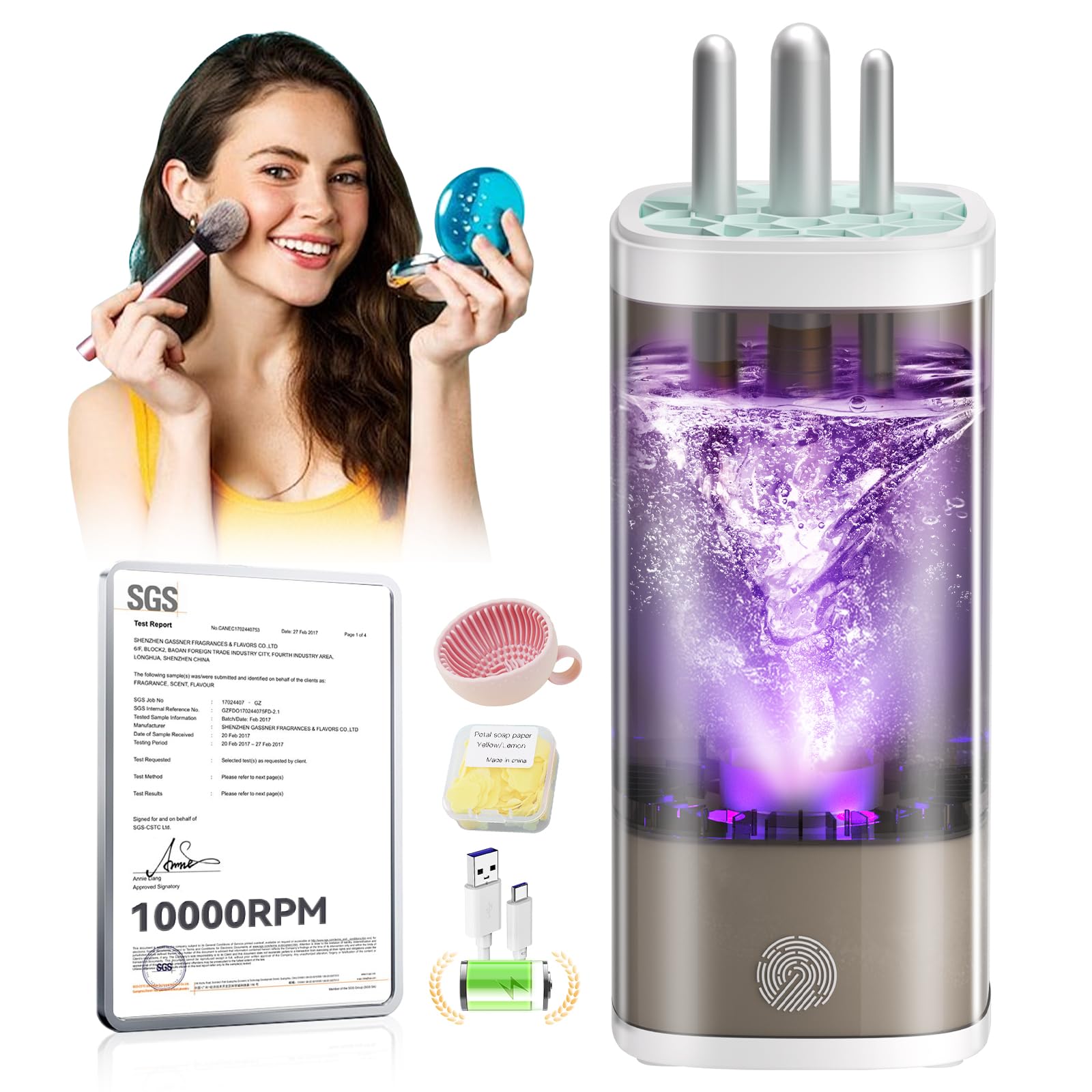 Photo 1 of 3.0 Upgrade Make Up Brush Cleaner Cosmetic?Industry NO.1-12x Cleaning Power??SGS Certified - 0 Dust? MakeupBrushes Cleaner Suitable for all Brush?Circuit Upgrade Make Up Brush Cleaner
