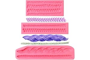 Muyulin Knitting Silicone Fondant molds, 3 Packs Knit Patterns Rope Chocolate Clay Molds for Knitter Wedding Cake Decoration,