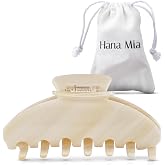 Hana Mia Large Cream White Claw Clip, 4 Inch Acetate Hair Clip for Women | Luxury 4 Inch Acetate Claw Clip with Secure Hold &amp; Snag-Free Teeth for Half-Ups, Updos &amp; Chic Everyday Styles | Cream