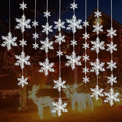Turelifes 72 Pieces 5 Size White Christmas Snowflake Decorations
