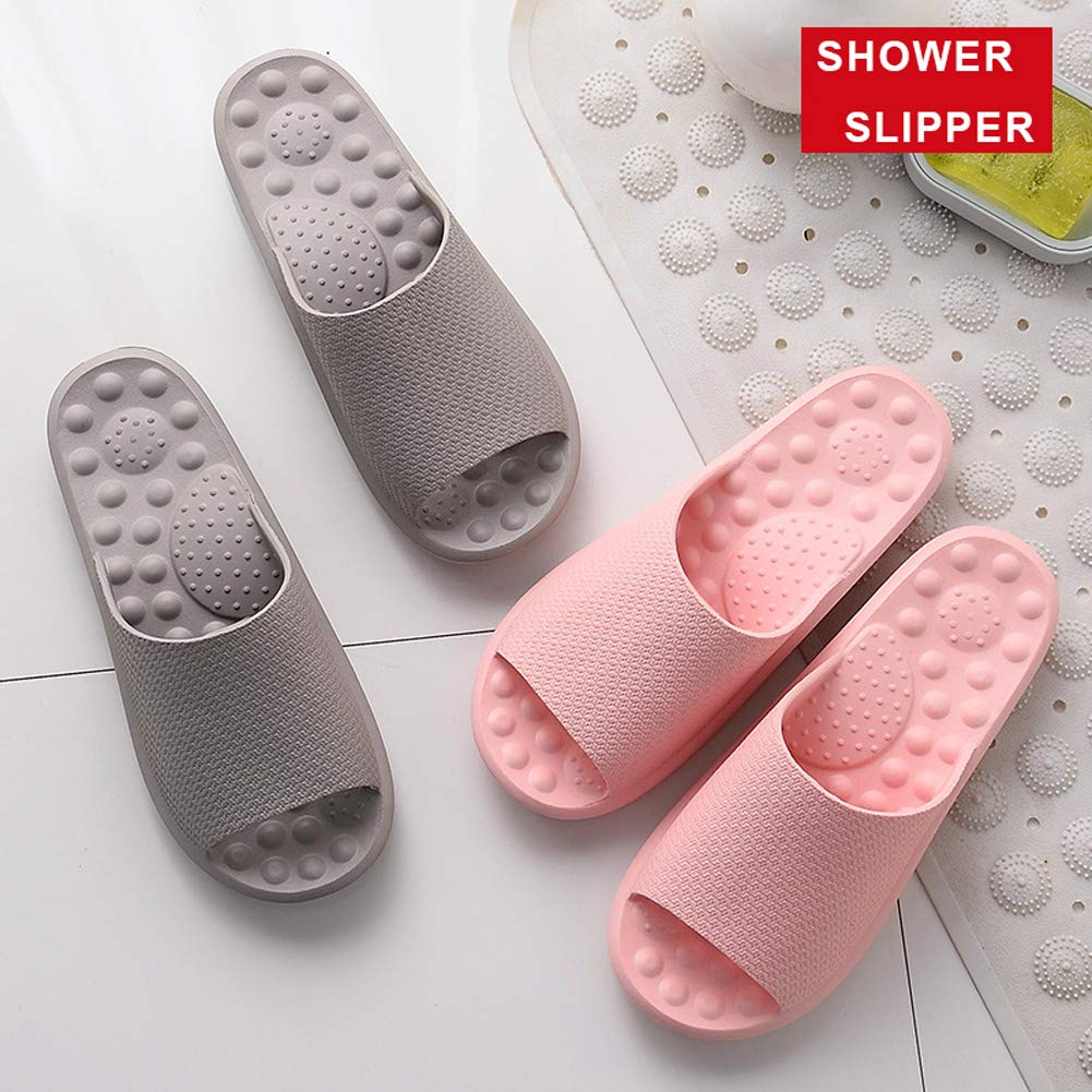 Finleoo Women and Men Bath Slipper Anti-Slip for Indoor Home House Sandal,SL12,Pink,40.41