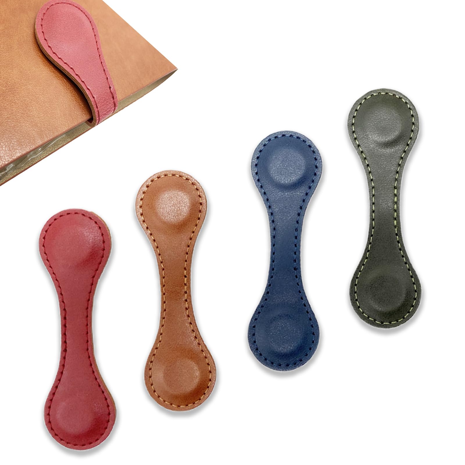 Kaizuca 4 Pcs Magnetic Bookmarks，Double-Sided Magnetic Retro Bookmark,Personalized Faux Leather Pu Book Mark,Portable Bookmarks Gift for Family or Friends