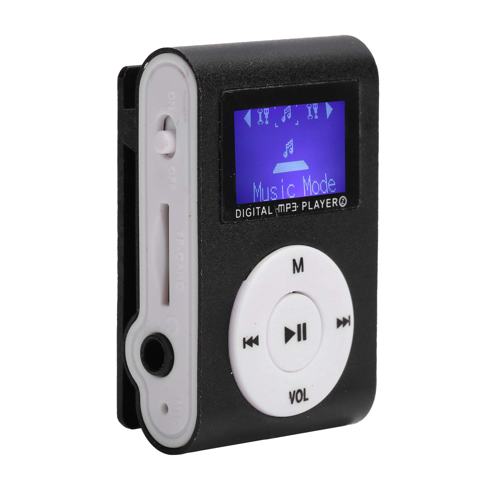 FEBT Music Player, MP3 Player Mini MP3 Sports Back‑Clip LCD Screen Ultra‑lightweight 32GB FM Radio Voice Recorder for Outdoor(black)