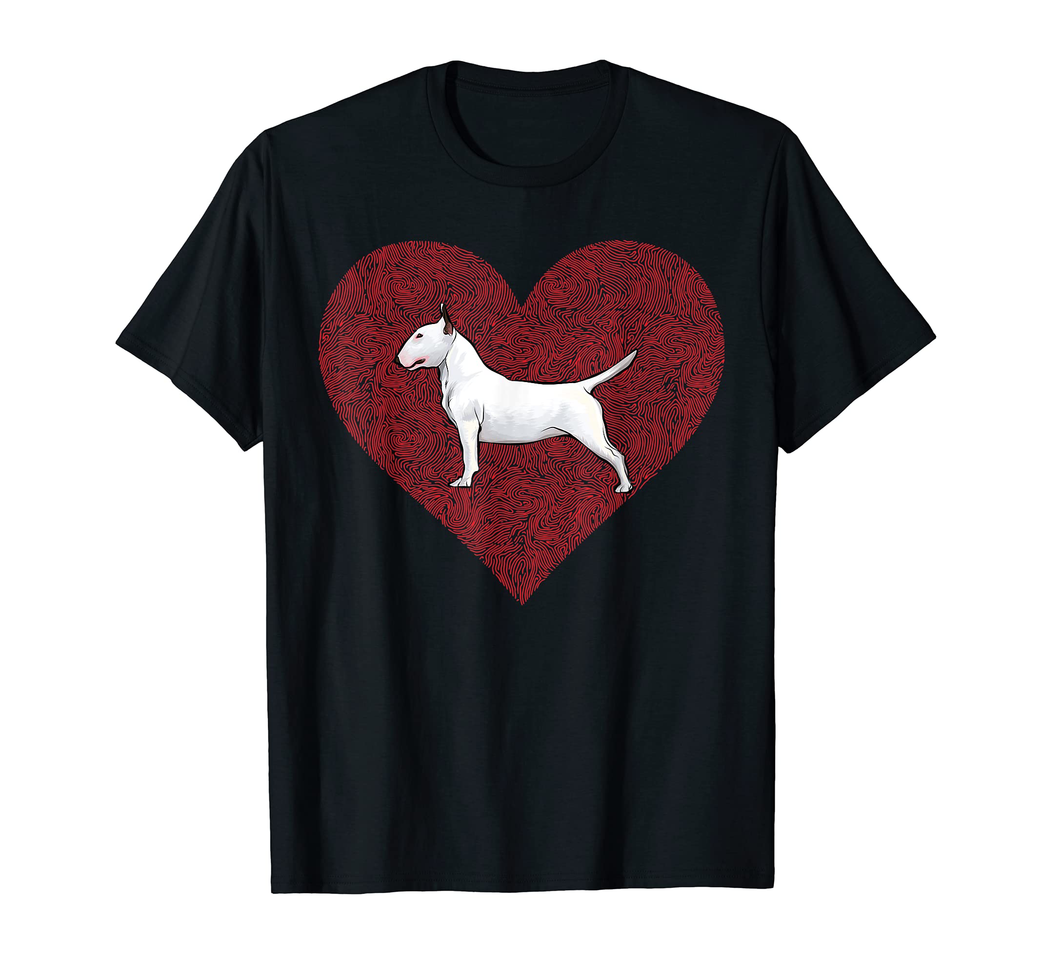 Bull Terrier Valentines Day Dog Love Fingerprint T-Shirt