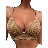 SOLY HUX Women's Criss Cross Lace Up Back Bikini Top Swimsuit Bathing Suit Tops