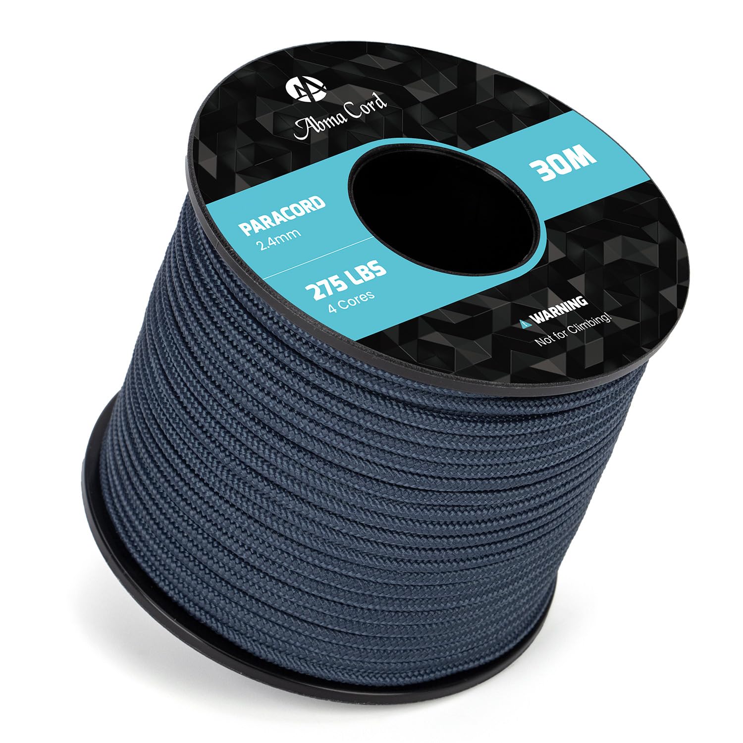 Abma Cord 2.4mm Paracord 275 30m Nylon Rope 4 Strands Tactical Parachute Cord - Max. 125kg (275lbs) - Navy Blue
