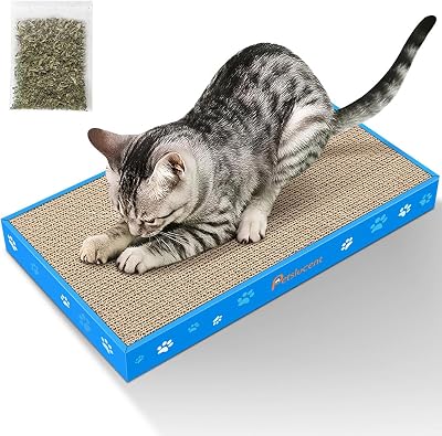 Petslucent Cat Scratching Board Corrugate Scratch Pad with Box Catnip