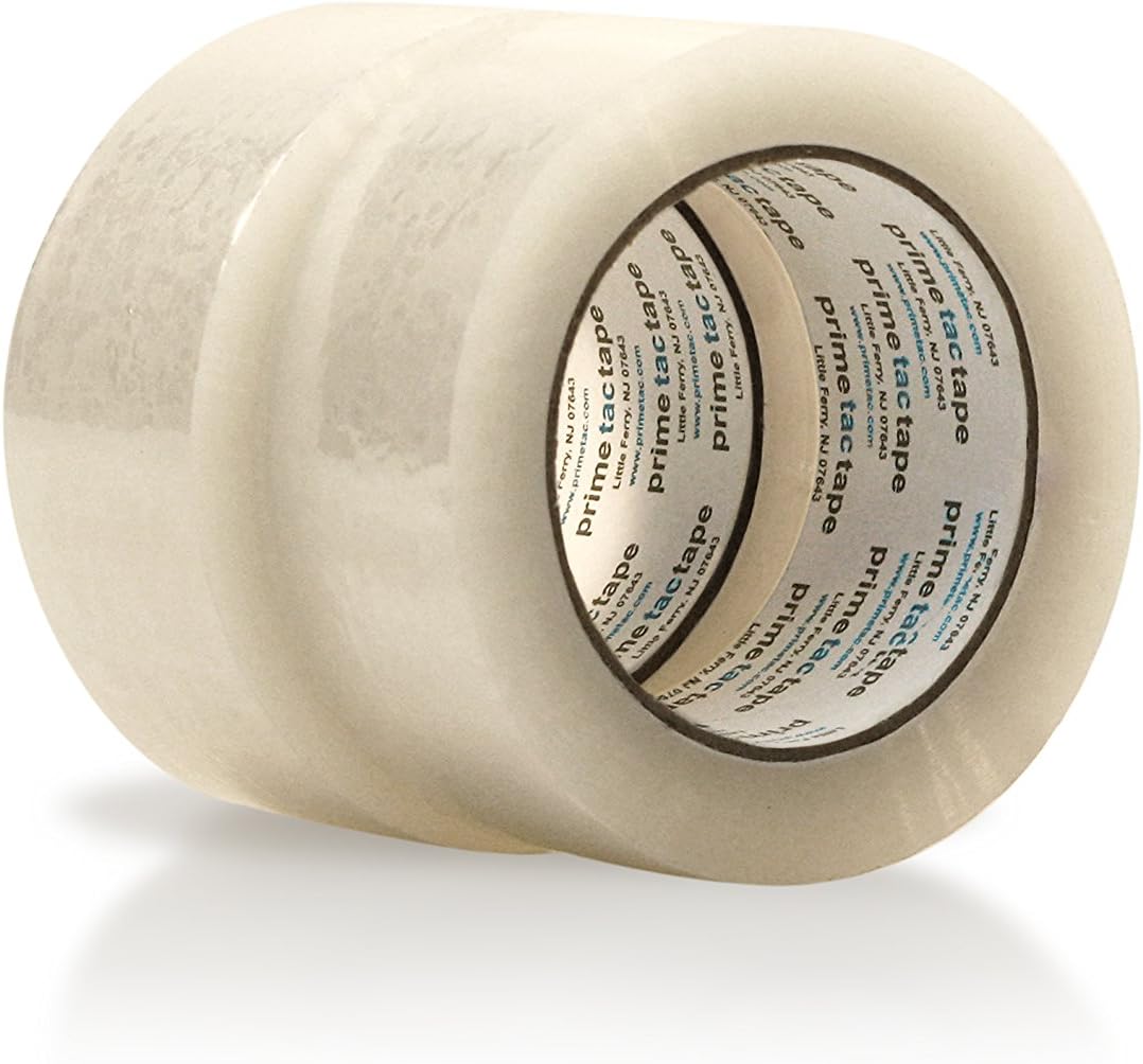Primetac 401 2x110 CL Clear Acrylic Carton Sealing Tape, 1.7 mil Thickness, 100 m Length, 48 mm Width (Pack of 36 Rolls)