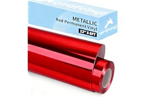 GIRAFVINYL Red Chrome Permanent Vinyl 12" x 6ft Red Metallic Vinyl Permanent for Christmas Decorations, Crafts, Decal, Signs, Stickers