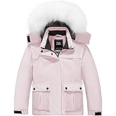 ZSHOW Girls' Ski Jacket Waterproof Warm Winter Coat Fleece Hooded Raincoat with Detachable Hood