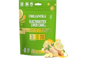Organika Canadian-Made Electrolytes Liver Care with Milk Thistle, Choline, and NAC - Lemon Honey Ginger Flavour - Liver Suppo