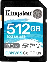 Kingston Canvas Go Plus 512GB SDXC UHS-I U3 V30 SD Card 170MB/s Read
