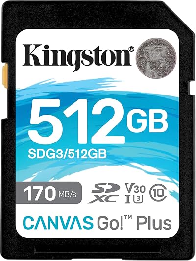 Kingston Canvas Go Plus 512GB SDXC UHS-I U3 V30 SD Card 170MB/s Read