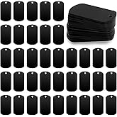 50 Pack Metal Stamping Blanks Black Metal Tags for Stamping, Engraving Blank Tags Engraving Blank Tags Signs Aluminum Stamping Blanks Keychain Blank Dog Tag