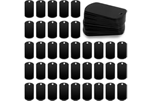 SYNHHERGYX 50 Pack Metal Stamping Blanks Black Metal Tags for Stamping, Engraving Blank Tags Engraving Blank Tags Signs Aluminum Stamping Blanks Keychain Blank Dog Tag