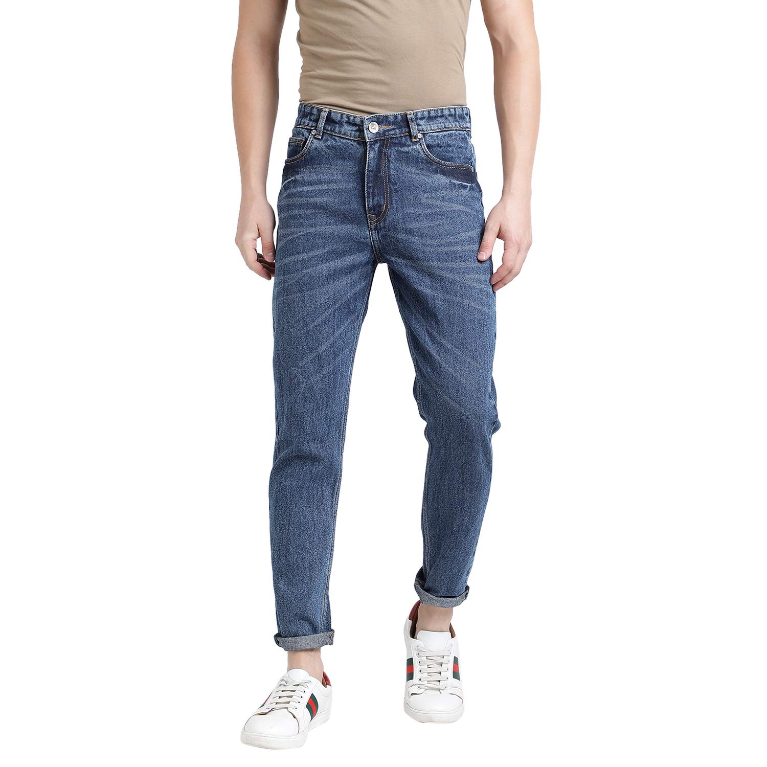 REALM Denim Jeans Pant for Men Blue Clean Look Mid Rise Jeans Amazon.in Clothing & Accessories