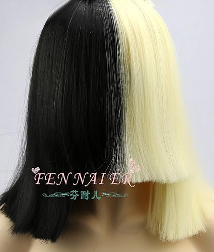 Sia Shiya Wig Black Gold Double Spell Yin And Yang Head Bob Short