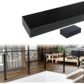 Muzata 6'6" Black Aluminum Cable Railing Handrail Rectangular HL10 BPA | Top Rail for Deck &amp; Stairs, Ideal for Coastal Areas, Extension Connector and User Guide Included, Length Adjustable