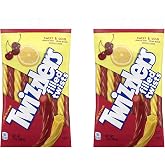 Sweet &amp; Sour Filled Licorice Twists Candy, Cherry Kick &amp; Citrus Punch, 7 oz Bags (2 Pack)