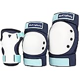 Dark Lightning Adult/Youth/Junior Knee Pads Elbow Pads Wrist Guards 3 in 1 Protective Gear, for Skateboard,Roller Skate,Inlin