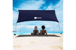 EasierHike Beach Shade Tent, Beach Umbrella Portable Easy Pop Up Beach Canopy, UPF50+ Sun Protection Shelter, Windproof & Water Resistant, Beach Umbrellas for Sand Windproof Cords, Perfect for Family