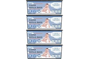 FUNUNCAT Diaper Pail Refills Bags with 30 Bags Compatible with Genie Easy Roll Signature Diaper Pails and Platinum Diaper Pails, Lasts Up to 8 Months, 7-Layer Odor-Barrier Technology, 4 Pack (120 Bags)