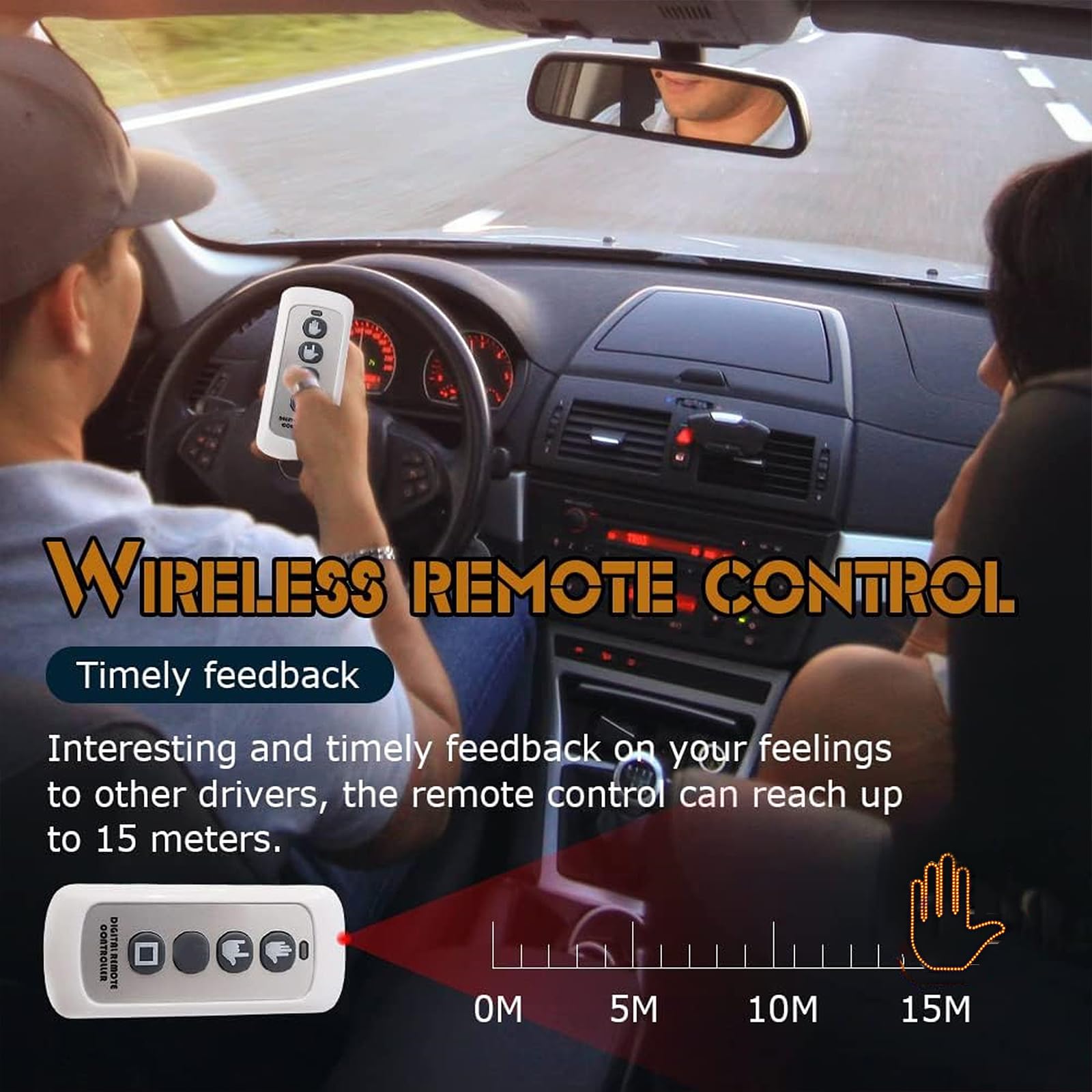 Finger Gesture Light, Funny Led Hand Sign with Remote, Glowgesture for Car Truck - Ideal Gifted Car Accessories, Truck Accessories (FGL-240Z)