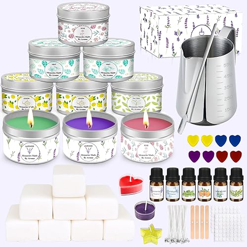 KIYTARBOO Candle Making Kit - DIY Adults & Beginners, Soy Wax, Stickers, Fragrance Oils, Candle Dyes, Tins, Wicks & Holders