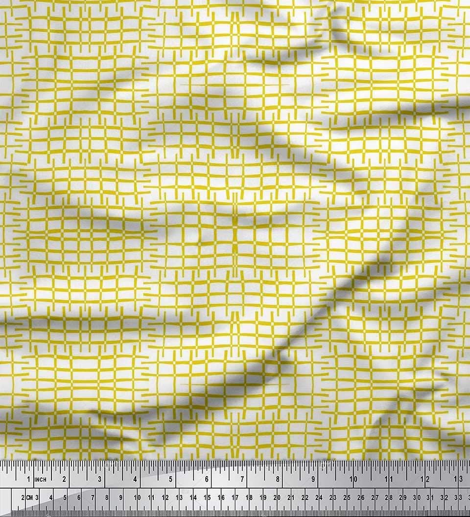Soimoi Crepe Silk Fabric Check & Geometric Fabric Prints by metre 42 Inch Wide