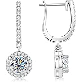PROSTORRY 1CT Moissanite Dangle Earrings 925 Sterling Silver D Color Moissanite Pendant Drop Huggie Earring for Women Birthday Christmas Jewelry Gifts