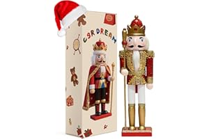 CSR DREAM 11.8 Inch Wooden Nutcracker Ornaments(Christmas Decorations Nutcracker Figures)(Festive Collectible Gift) for Table Desktop Fireplace Thanksgiving Christmas Decor,King2
