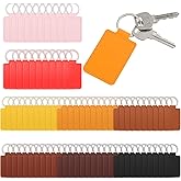 Caeuiciw 80 Pcs Leather Key Fob Kit, Rectangular Leather Keychain Blanks with Keychain Rings, PU Laser Engraving Key chain, Stamping Diy Crafts for Working