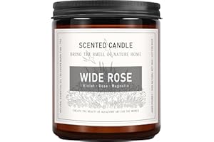 Auelife Rose Candle, Candles for Home Scented, Scented Candles, Soy Candle, 7 oz 50 Hour Long Lasting Aromatherapy Amber Jar Candles for Women Birthday Present