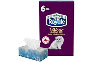 Royale Velour 3 Ply Facial Tissue, 6 Tissue Boxes, 82 Tissues per Box