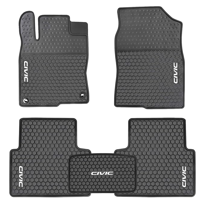 Automotive Heavy Duty Metallic Sheen Rubber Floor Mats Black