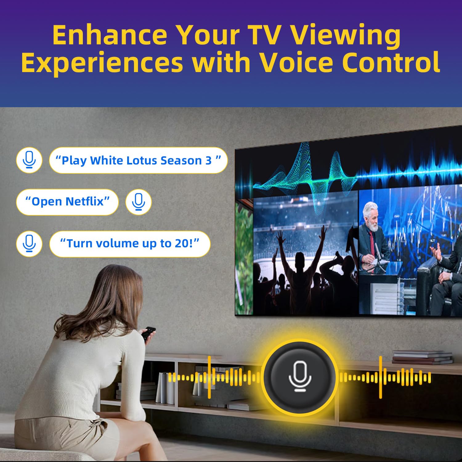 Rechargeable Voice Remote for Samsung Smart TVs, Replacement for 2021–2025 Samsung TV Remote Control with Solar Charging and Voice Search. 2-Year Warranty.