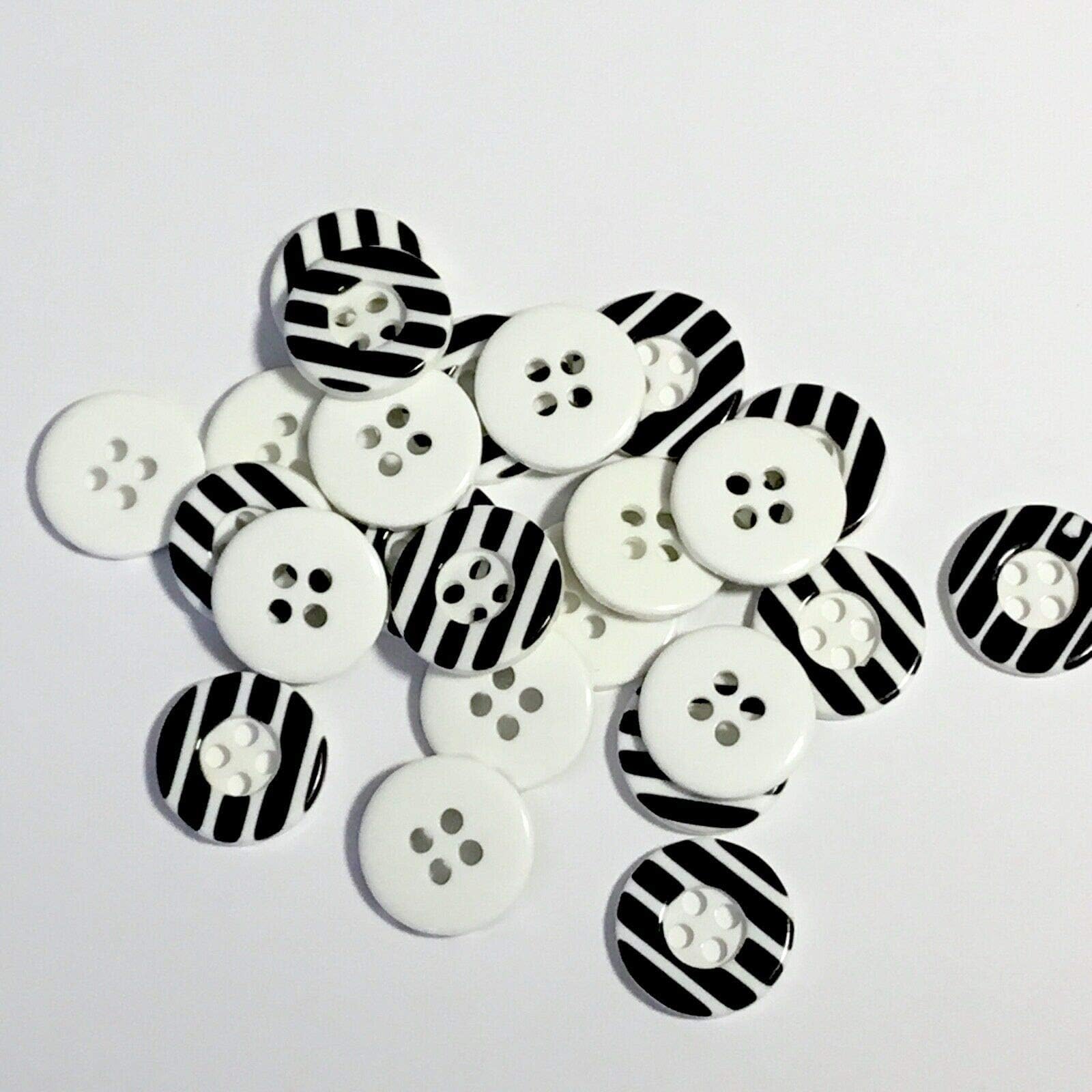 25 pcs 13mm Round Black Stripe 4 Hole Acrylic Buttons/Sewing Supplies KD-1440