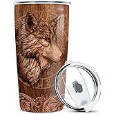 winorax Wolf Tumbler Wolves Gifts For Women Men Wolf Cup 20oz Stainless Steel Insulated Tumblers Coffee Travel Mug Cup Equestrian Gifts For Birthday Christmas