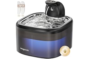 WOQUCUTE Cat Water Fountain Cordless Stainless Steel 118oz/3.5L Wireless & Ultra Quiet (≤25dB) with Sensor/Timer Mode, Battery Operated Pet Fountain for Indoor Use, Automatic Pet Water Dispenser