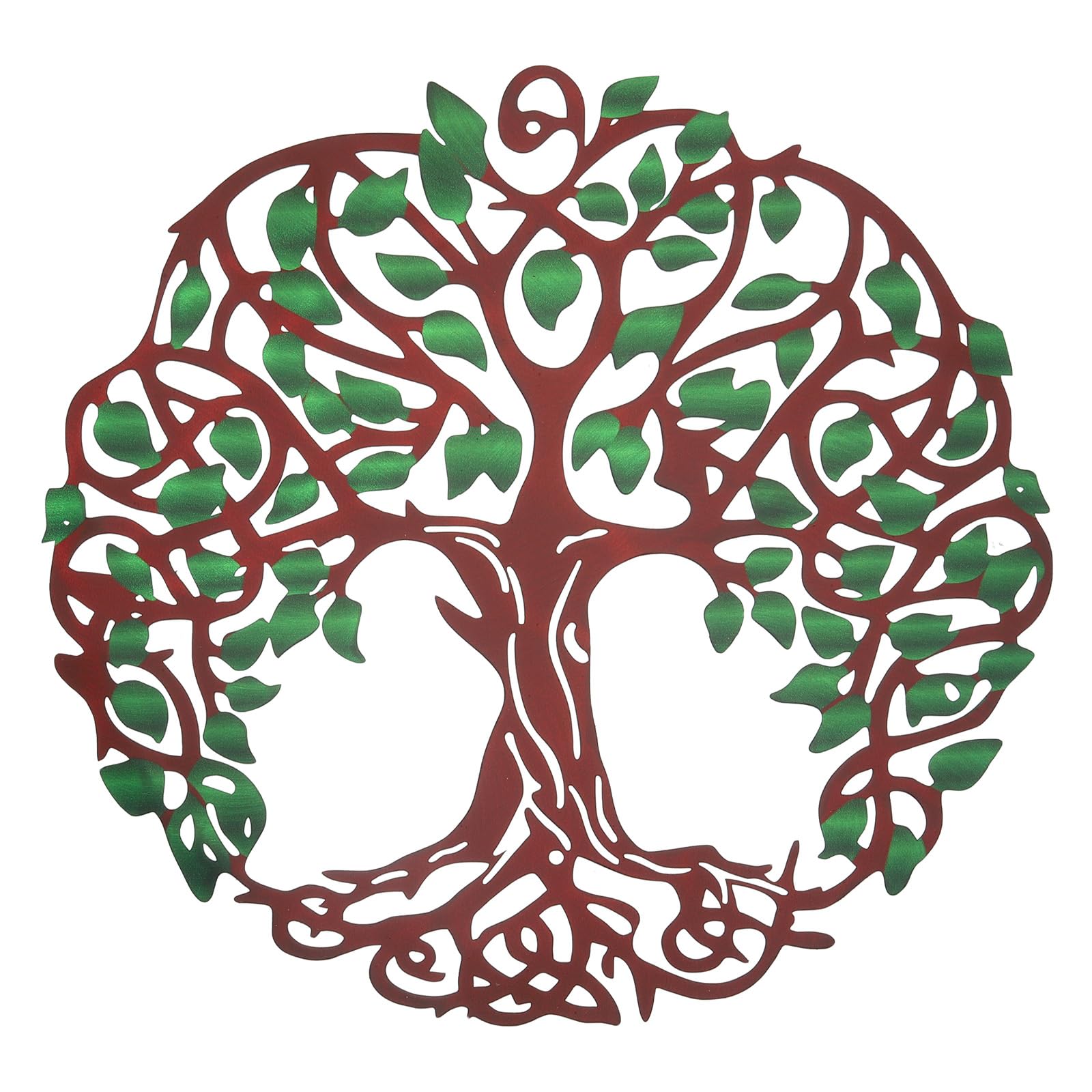 PATIKIL Metal Tree Wall Decor, Tree of Life Wall Sculpture Ornament Hanging Wall Decoration for Home Indoor Outdoor, Green Brown