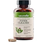 NatureWise Total Colon Care Fiber Cleanse - Natural Laxative Blend - Herbal Laxatives, Prebiotics, & Enzymes for Regularity, Digestion, Weight & Gut Health - Non-GMO - 60 Capsules[30-Day Supply]