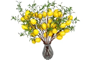 VIERENA 6PCS Lemon Decor Fake Lemons Branch Yellow Artificial Lemon for Kitchen,Party,Farmhouse,Table Centerpiece,Home Decoration